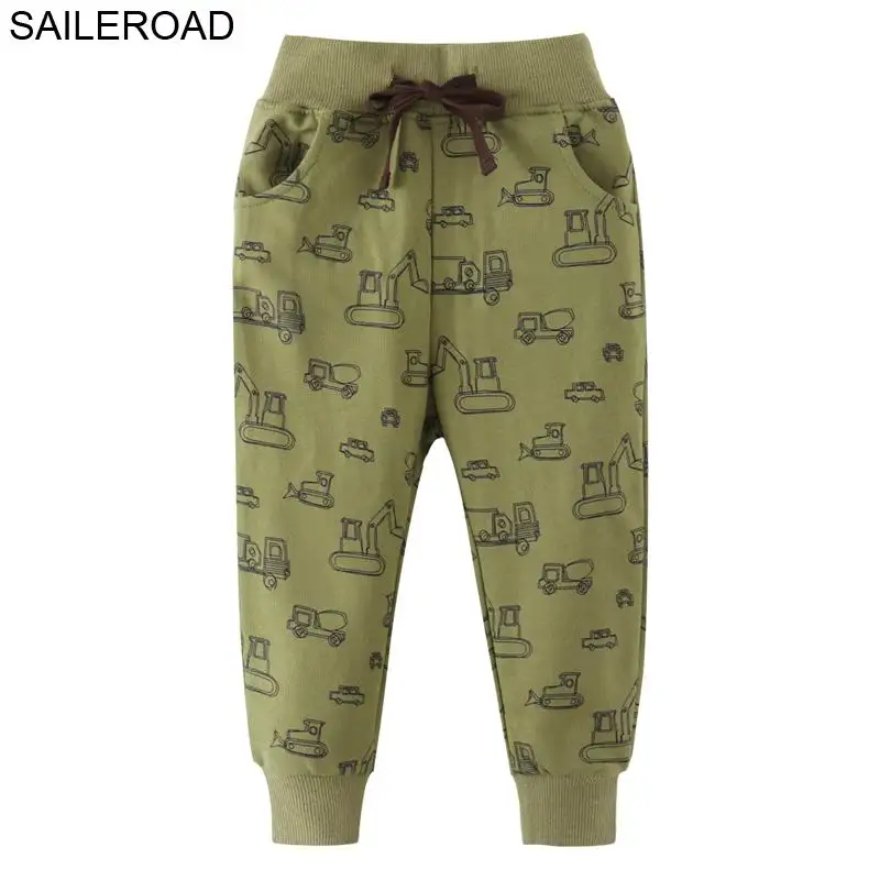 SAILEROAD 2-7Years Экскаватор Печати Спортивные Брюки для Мальчиков Осень Дети Дети Брюки Хлопок Детские Малыша Шаровары