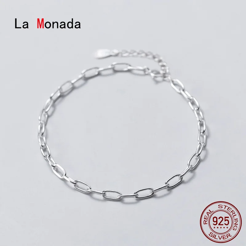 Женский браслет La Monada цепочка овальной формы из серебра 925 пробы минималистские