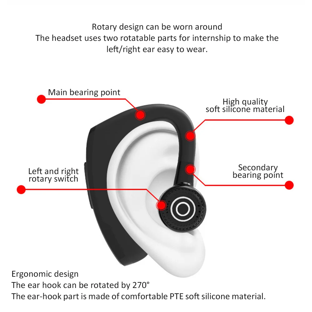 V10 Business Bluetooth Headphone Fast Charging Driver Handsfree Earphone with Mic Voice command Noise Cancelling For ALL PHONE
