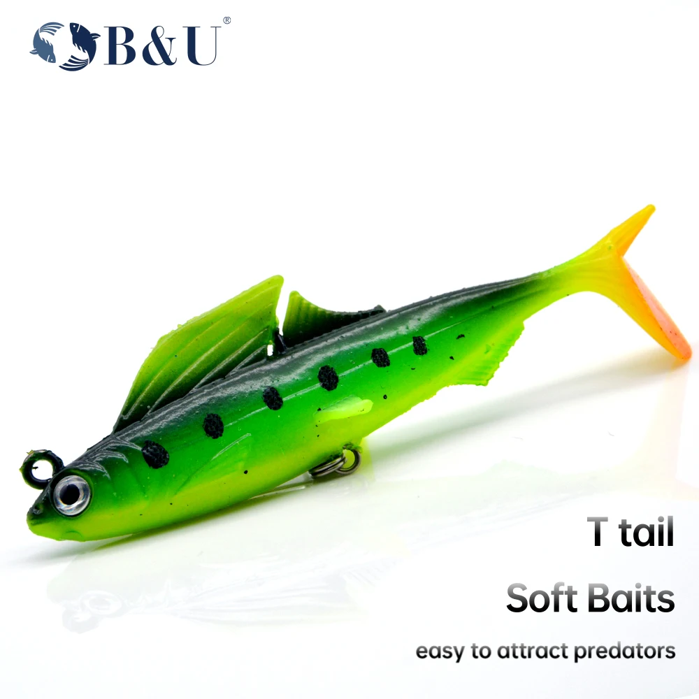 

B&U Wobbler Fishing lure lead head 85mm 12.5g soft lure shad swimbait silicone Fishing Hooks slow jig sea fishing bait