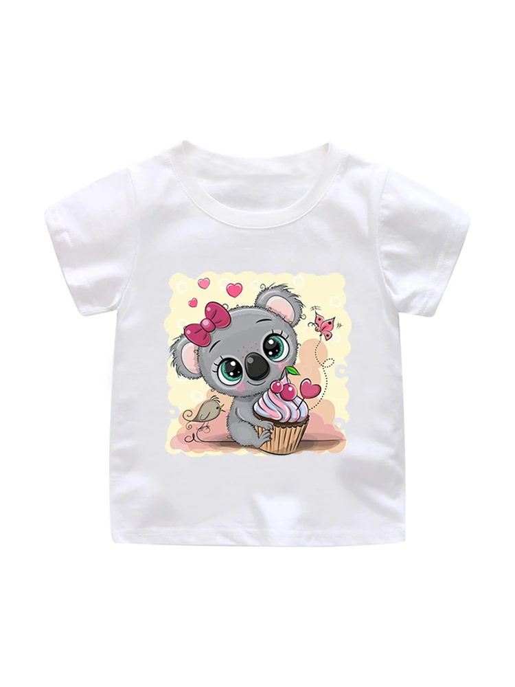 

2022 Summer Girl and Boy T-shirt Children Kawaii Koala Print T Shirt Baby Child Cartoon Funny Clothes Tops Tees