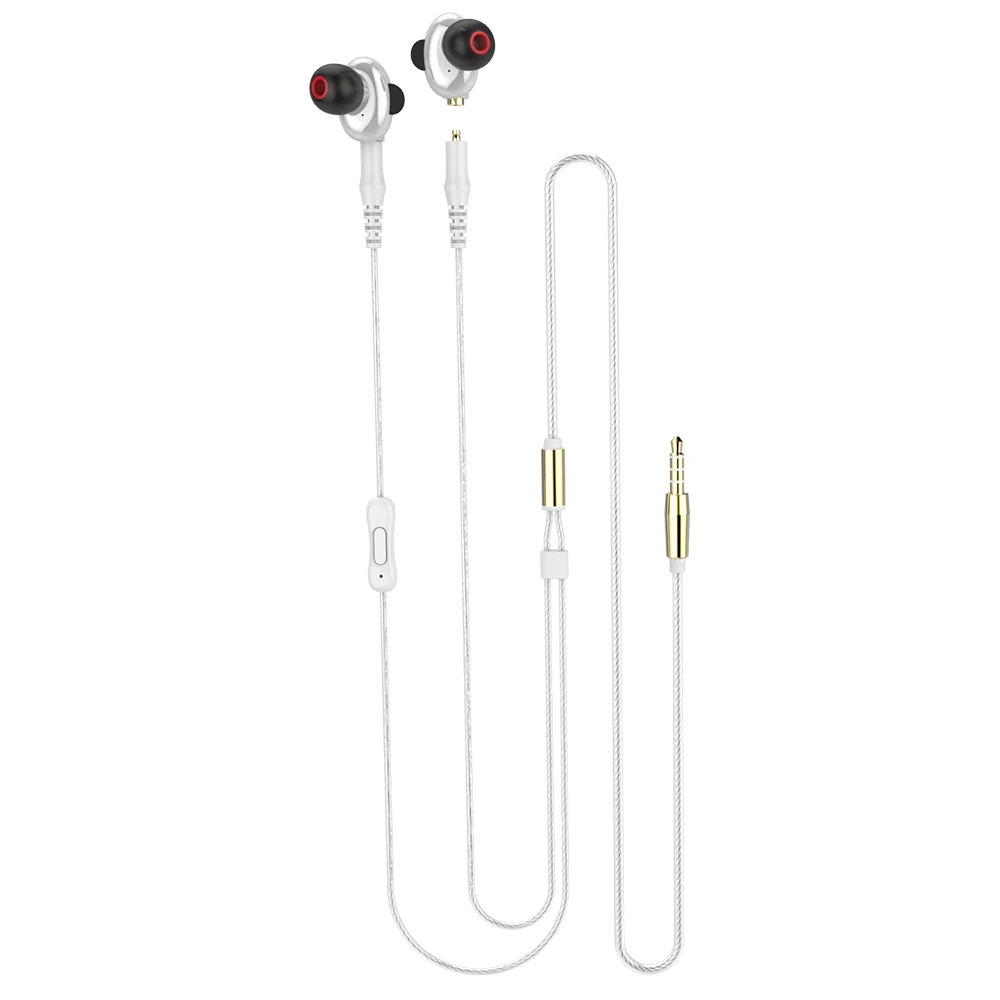 M2 Bluetooth наушники с подавлением взрывного шума, наушники с двойной движущейся катушкой, проводное управление, спортивные стерео наушники с микрофоном - Цвет: Серебристый