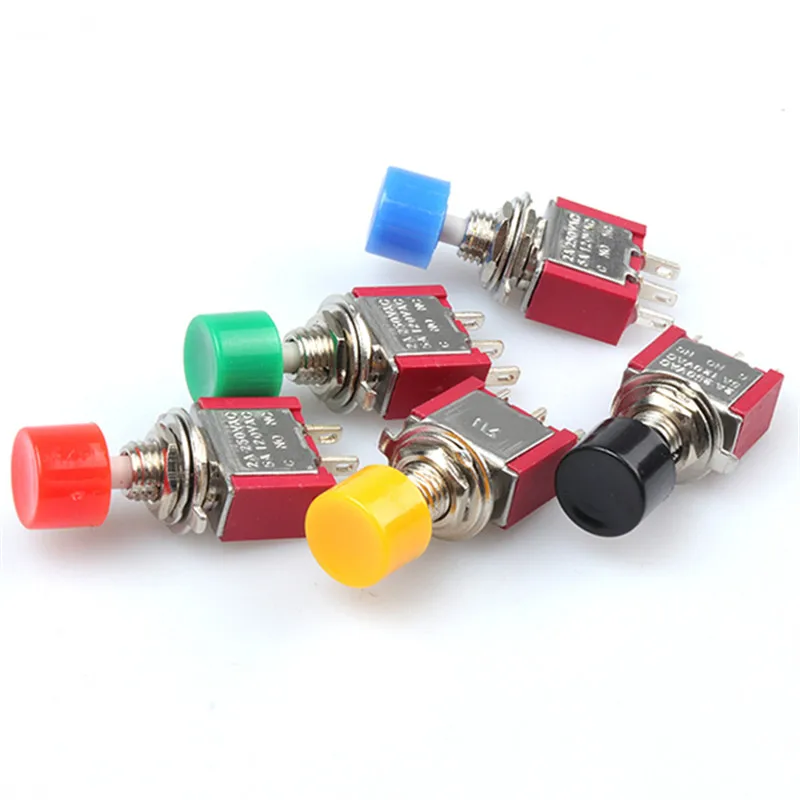 power button cap 20pcs 3Pin C-NO-NC 6mm Mini Momentary Automatic Return Push Button Switch 2A 250VAC/5A 120VAC Toggle Switches PS-102 MTS-10 light switch button