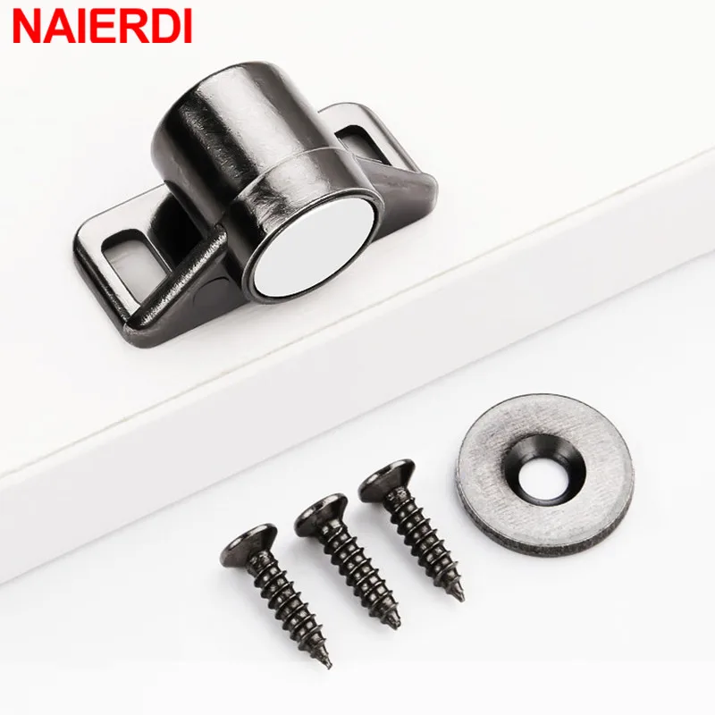 NAIERDI Strong Magnetic Cabinet Door Catches Silver Magnetic Cabinet Catches Powerful Magnet Door Closer Hardware
