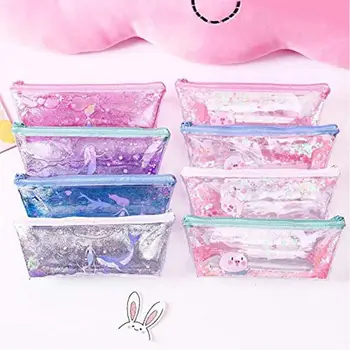 

Pencil Case, Transparent Glitter Quicksand Pencil Case Zipper Closure Pen Bag Stationery Organizer