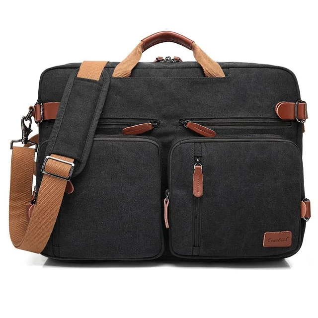 COOLBELL Многофункциональный 15 дюймов 17 дюймов большой емкости рюкзак для ноутбука компьютер Shuolder сумка для студента - Цвет: Black-Canvas