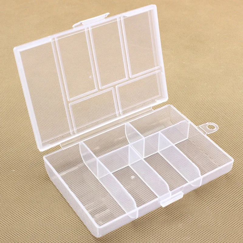 

1PC 6 Grids Rectangle Transparent Plastic Box For Parts jewelry Bead Storage Undetachable Small Box Lidded Case Bin Wholesale