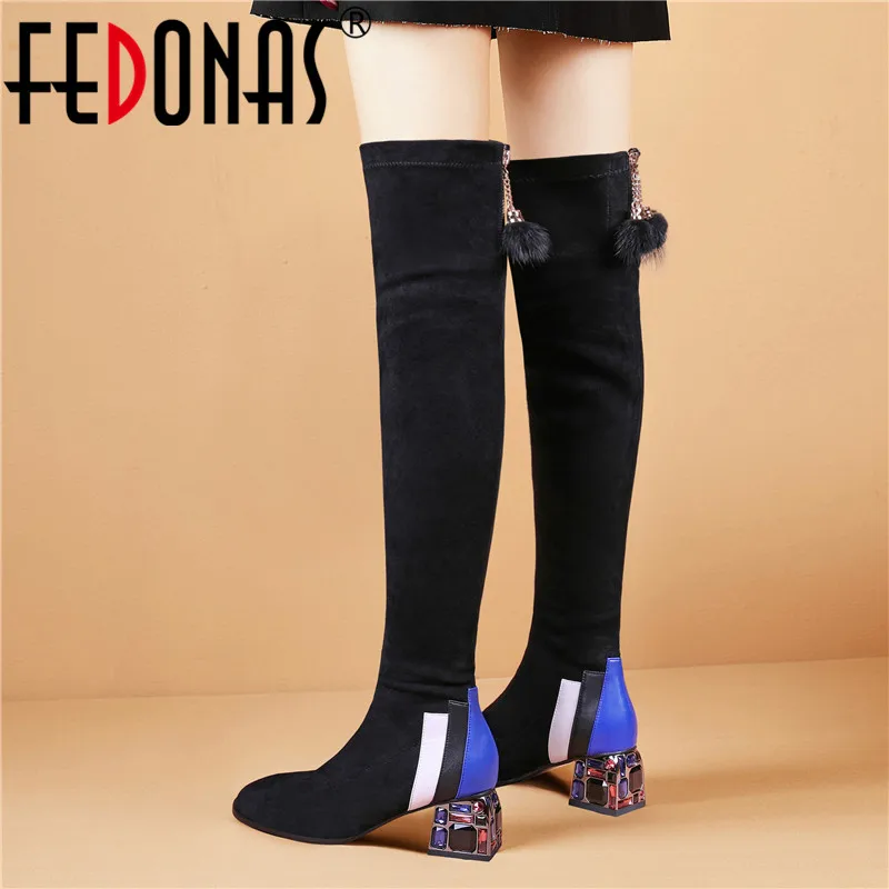 Женские высокие сапоги FEDONAS теплые для танцев и вечеринок на осень зиму | Обувь