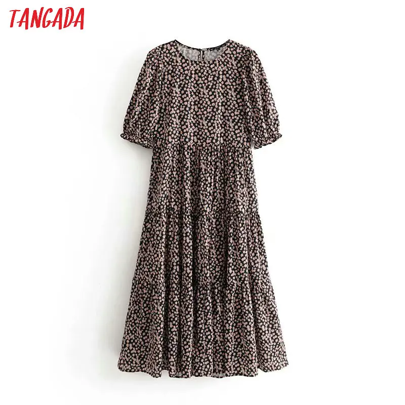 Tangada женское свободное платье с цветочным принтом, с коротким рукавом и круглым вырезом, милое модное повседневное удобное Свободное платье, vestidos feminina 3A23