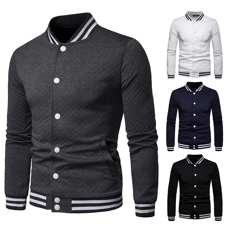 

2019 European Version of Men Diamond Lattice Baseball Jacket Jacket