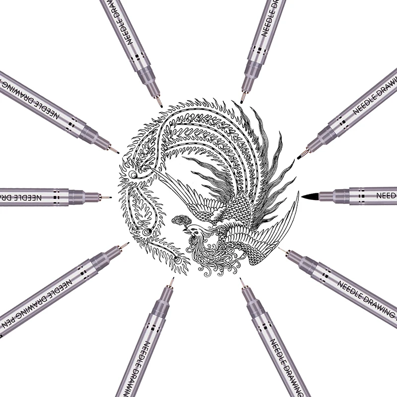 10 размеров наконечников Neelde кисть для рисования; ручка, водостойкая, пигмент, тонкая линия, эскиз, маркеры, ручка для письма, ручная краска, аниме, товары для рукоделия