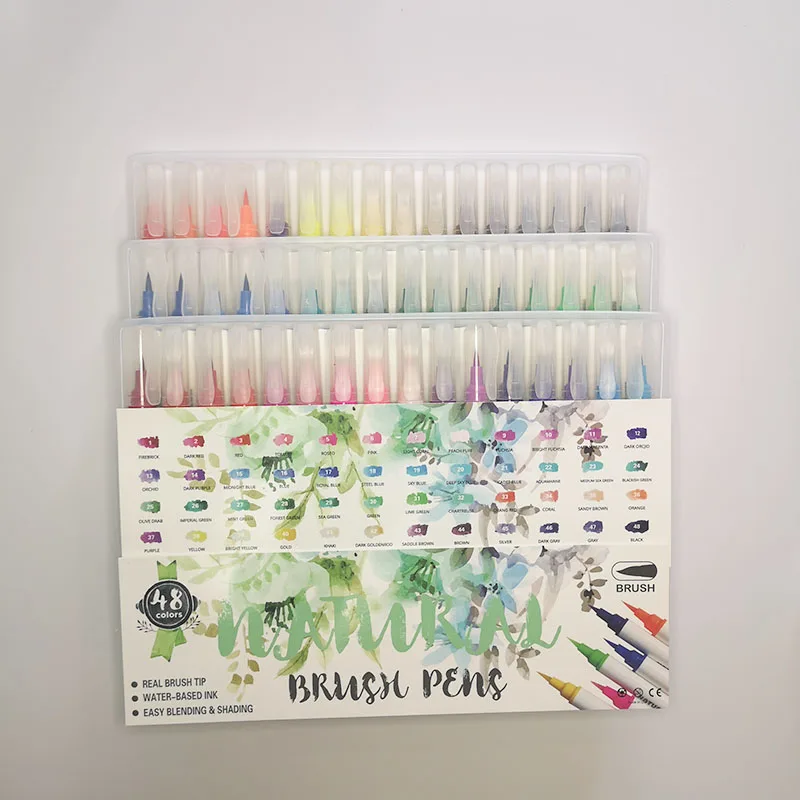 Brush Pens For Painting School Supplies Brush Art Marker Pens FineLiner Watercolor Pen Manga Color Pens For Kids Gifts 12-48Pcs