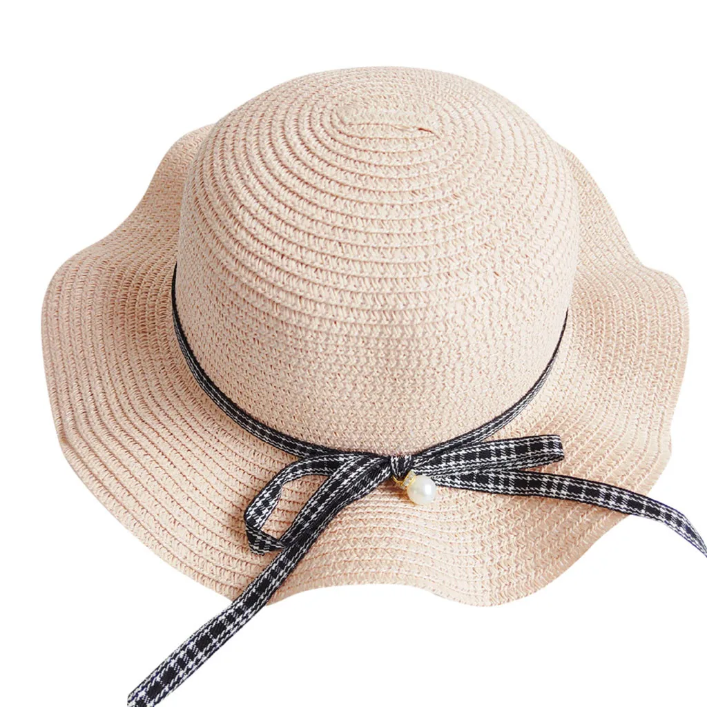  Baby Girl Sweet leisure Sun Hat kids hat sun straw hat handmade  Children Kids Summer Hat Beach Bucket Cap Toddler Girls Hat