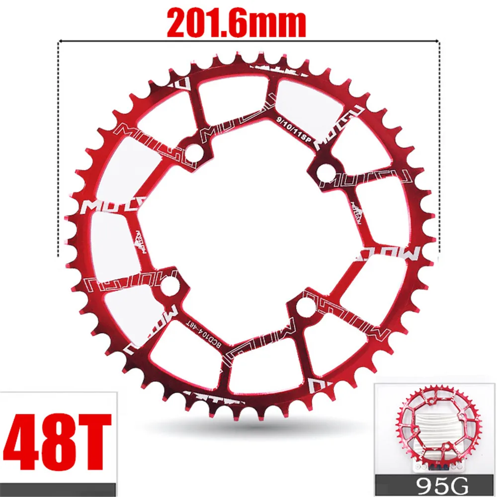 MOTSUV круглый 104BCD 40/42/44/46/48/50/52T горный велосипед Звездочка MTB велосипед диаметра окружности болтов(Алюминий узкая широкая цепь из колец цепь BCD 104 мм