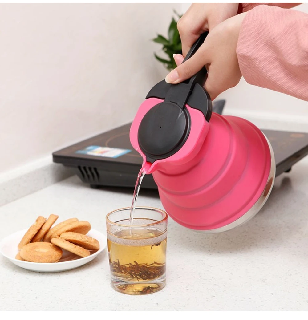 1.5L открытый складной силиконовый чайник для воды чайный котел кофейники мокко эспрессо портативная бутылка для воды кемпинг кухонные инструменты