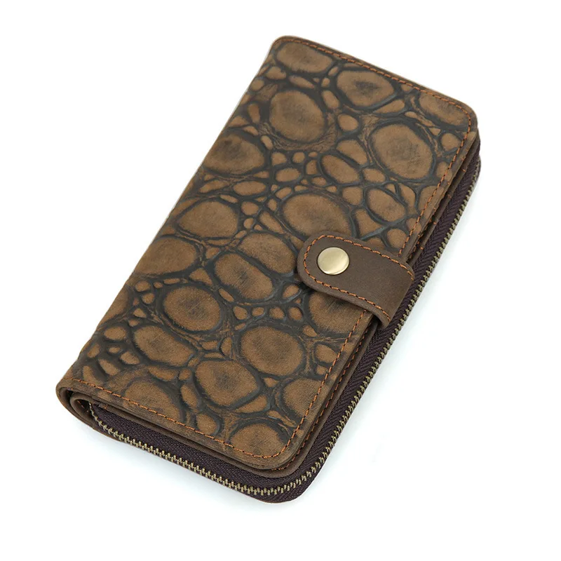 

Stone Pattern Men Wallet Genuine Leather Wallet Long Men Clutch Bag Luxury Card Holder Rfid Wallet Coin Purse Men Carteira
