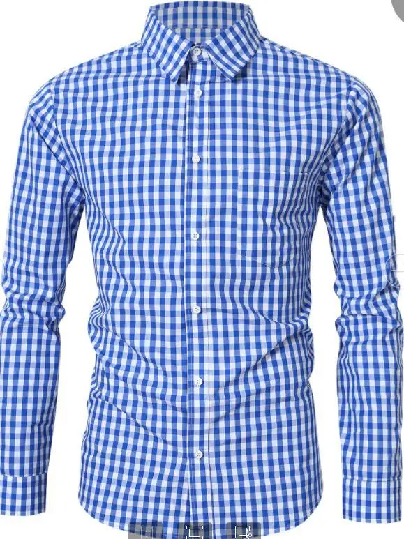 Мужская рубашка с длинным рукавом на пуговицах в клетку | одежда