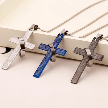 NEW Fashion Stainless Steel Pendant Christian Bible Prayer Cross Pendant Men Necklace Charming Gifts Jewelry Gifts 2018