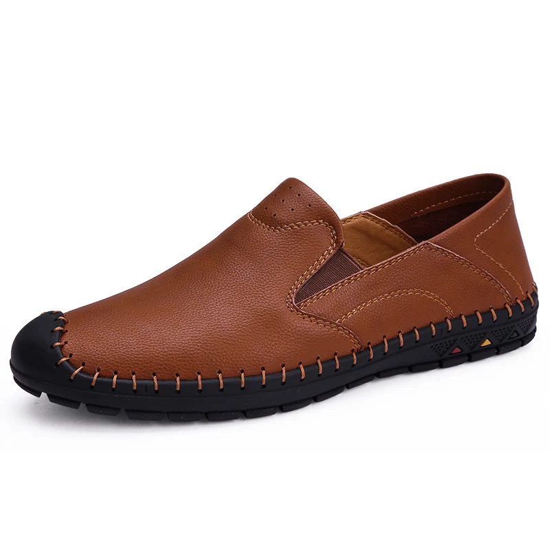 Big Size Men Genuine Leather Shoes Fashion Slip-On Flat shoes For Men Italian Leather Men Loafers Luxury Brand Men Shoes