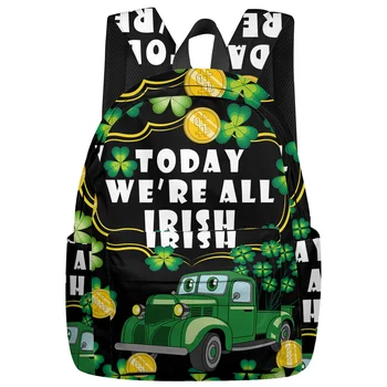 

St. Patrick'S Day Themed Truck Backpack For Teenage Travel Bags School Bags Backpack Interior Key Chain Holder