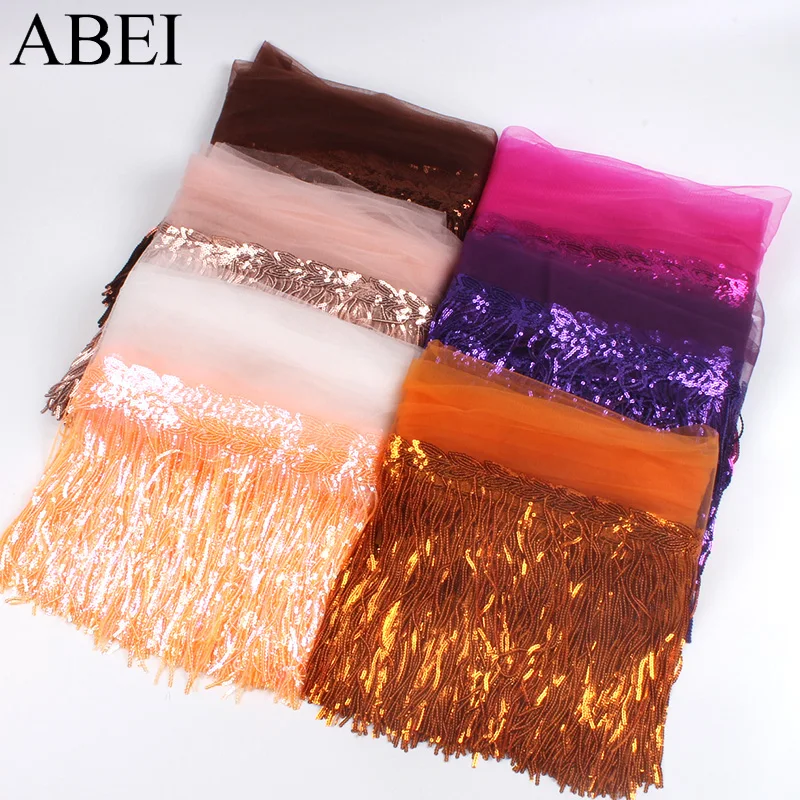 Lace Fabric Lace Ribbon Lace Garment Accessories Lace Sewing Supplies Lace Decoration Lace Accessories Lace Sewing Accessories 32cm 2yard Shining Mesh Fabric Lace Fringe Sequins Paillette Tassel Ribbon DIY Wedding Party Dance Dress Sewing