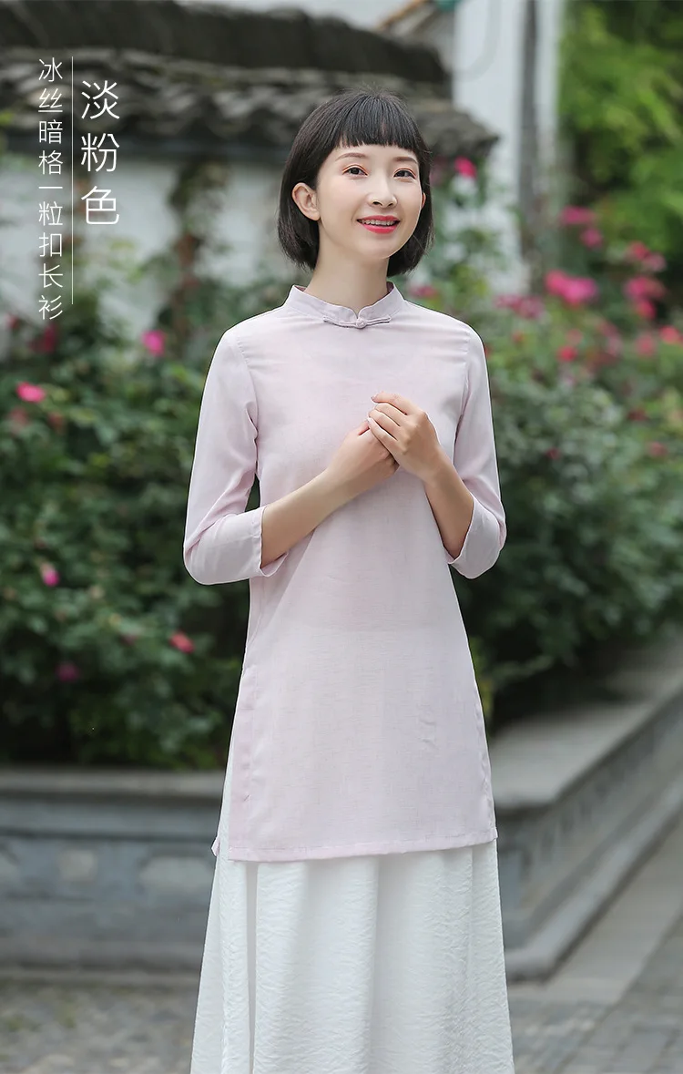 Китайский ветер моды Cheongsam куртка рукав пластины кнопки китайский стиль куртка Женский обслуживание чай