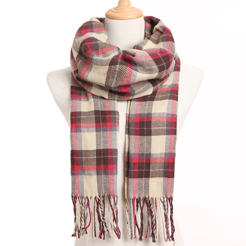 Plaid Winter Scarf Women Warm Foulard Solid Scarves Fashion Casual Scarfs Cashmere Bufandas Hombre - Цвет: 22