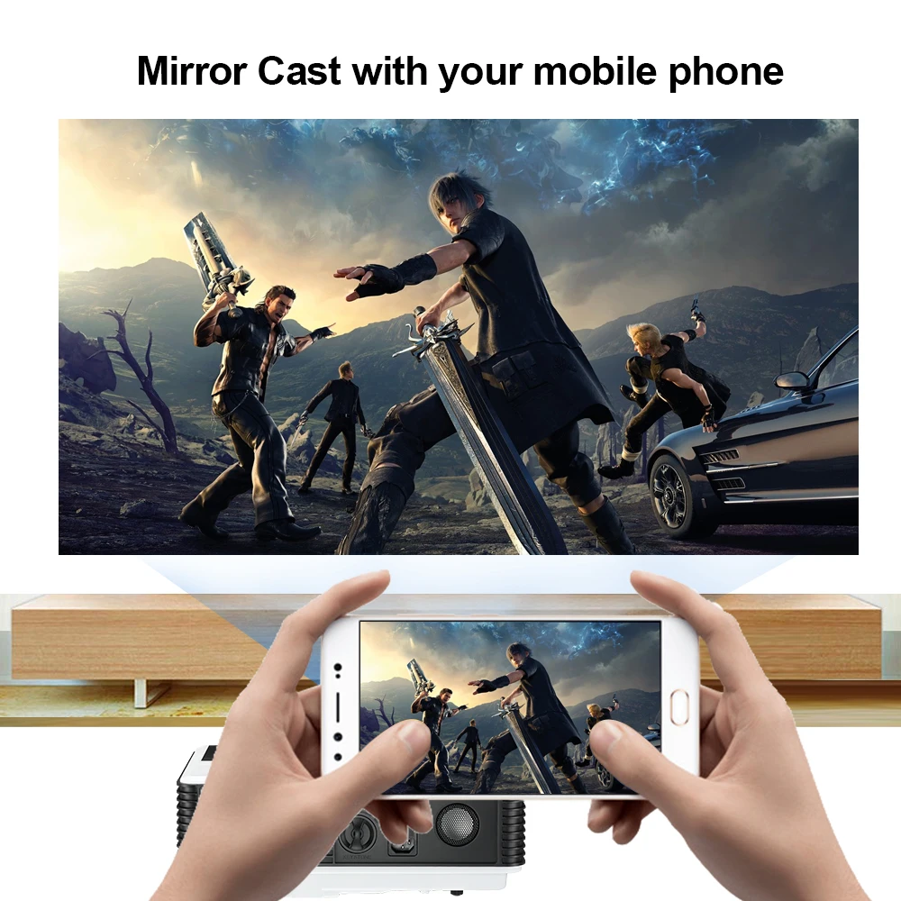 Caiwei A9/A9AB Smart Android WiFi LCD LED 1080p Projector Home Cinema 8000 Lumens Full HD Video Mobile Beamer For Smartphone TV