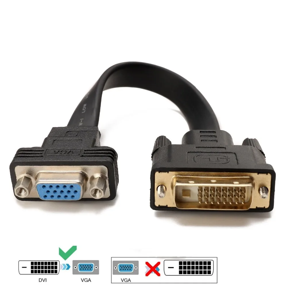 DVI D VGA кабель активный DVI-D Dual Link 24+ 1 мужчина к VGA Женский Видео С ПЛОСКИМ КАБЕЛЕМ адаптер конвертер 1080P для ТВ-проектор