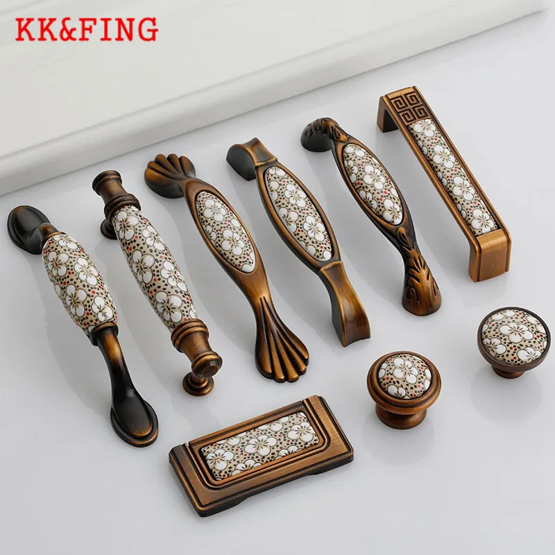KK& FING, античный кофе, керамический сплав цинка, ручки для шкафа, ручки для ящиков, кухонный шкаф, дверь шкафа, тянет, мебельная фурнитура
