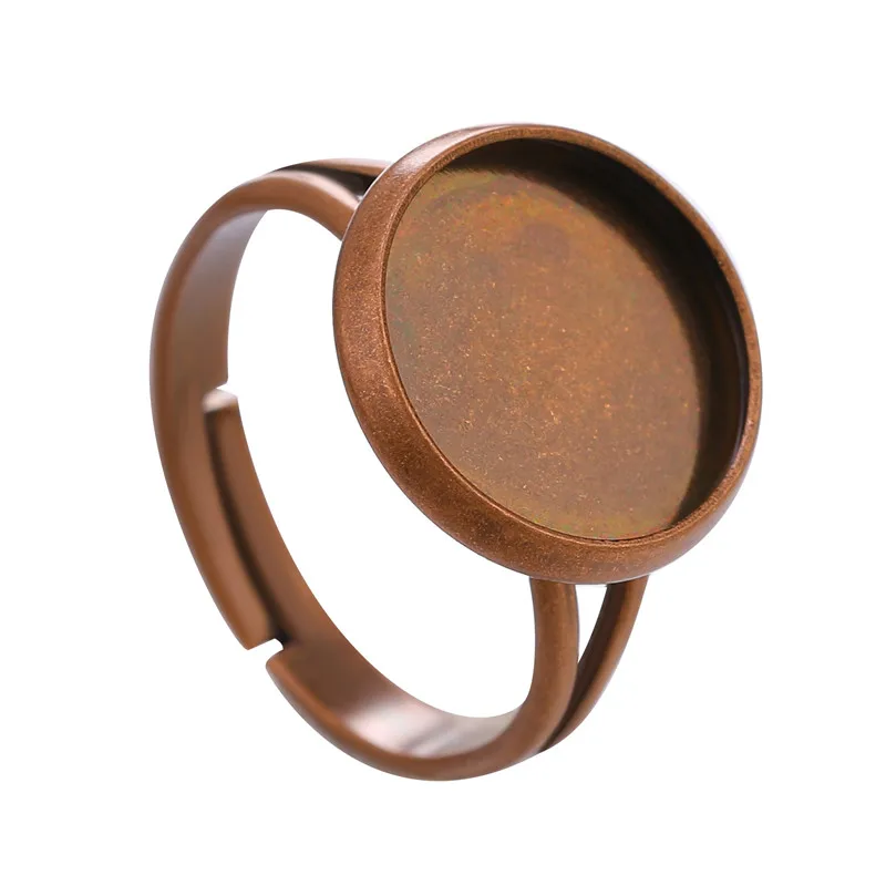 Red Bronze JUYA 10 шт./лот 12 мм Регулируемая пустая основа Кабошоны Камея Установка Для DIY кольцо бижутерия фурнитура Аксессуары для изготовления - Цвет: Red Bronze