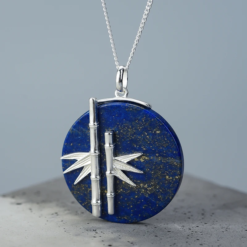 Lotus Fun Real 925 Sterling Silver Natural Creative Handmade Designer Fine Jewelry Unique Fresh Bamboo Pendant without Necklace