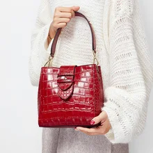 Брендовая дизайнерская женская сумка-мешок из натуральной кожи, маленькие женские сумки из крокодиловой кожи, женские сумки через плечо, сумки-мессенджеры с 2 ремешками