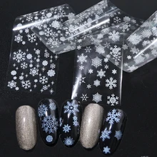 4 шт. Рождественский дизайн ногтей переводные наклейки из фольги Белые снежинки обертывание 3d ползунки для ногтей Новогодние украшения набор LA750-1