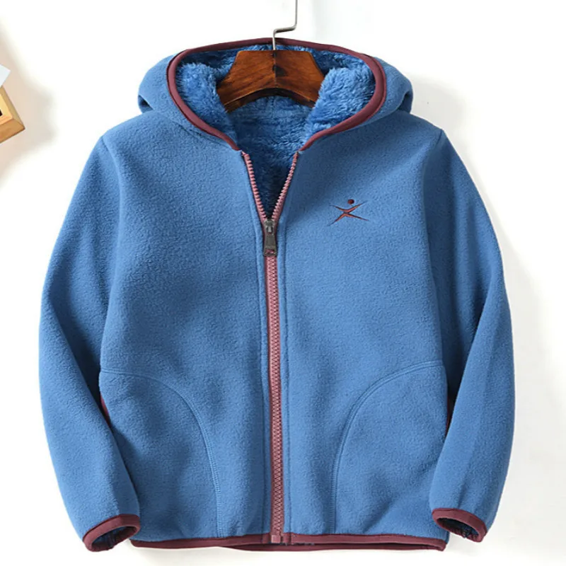 80140cm Childrens Fleece Jacket Boys Girls Autumn Winter Plus Velvet