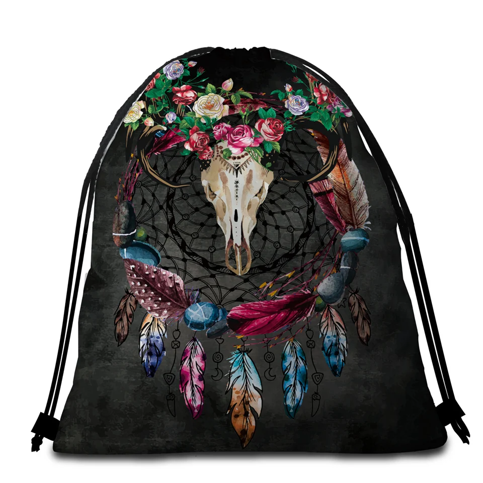 BeddingOutlet Boho Dreamcatcher круглое пляжное полотенце из микрофибры с этническими рогами банное полотенце с кисточками цветочное готическое коврик для пикника toallas