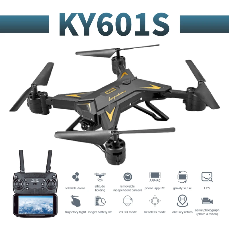 

KY601S profissional camera drone 480p/1080p WiFi FPV Brush motor propeller Long Battery air RC dron Quadcopter