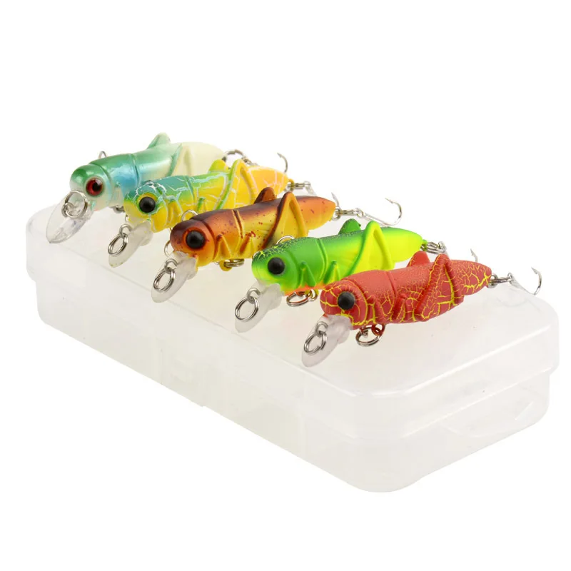 

5pcs/Lot Insect Fishing Lure Grasshopper Wobblers 5.5cm/3.8g Pesca Isca Artificial Crankbait for Fishing Carp Bass Baits Tackles