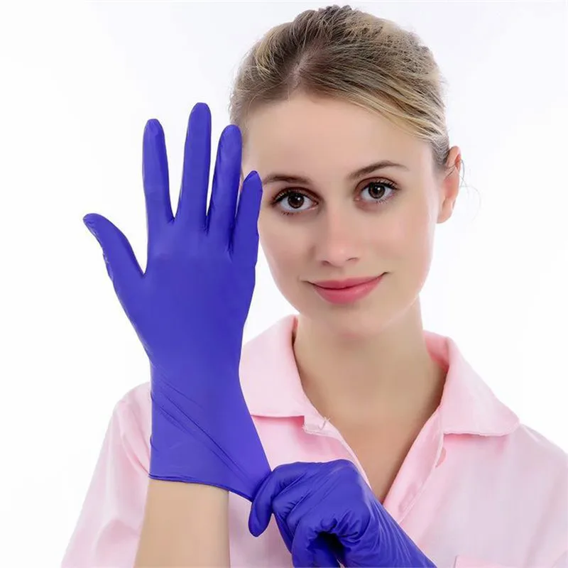 100pcs Blue Color Disposable Latex Gloves Garden Gloves For Home Cleaning Laboratory Rubber Cleaning Gloves Universal Food Glove