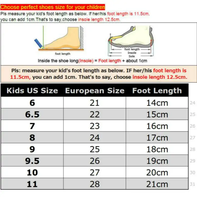 kids size euro