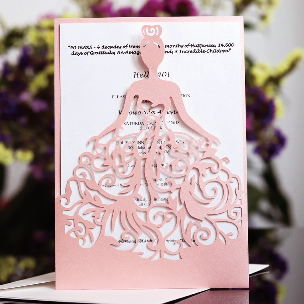 50pcs Princess Laser Cut Wedding Invitation Cards For Engagement  Quinceañera Birthday Sweet 15 Party Invites，customized - Cards &  Invitations - AliExpress
