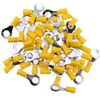 

100Pcs 10—12AWG Insulated Terminals Ring Electrical Wire Crimp Connectors (Yellow - M8) (Yellow - M8)