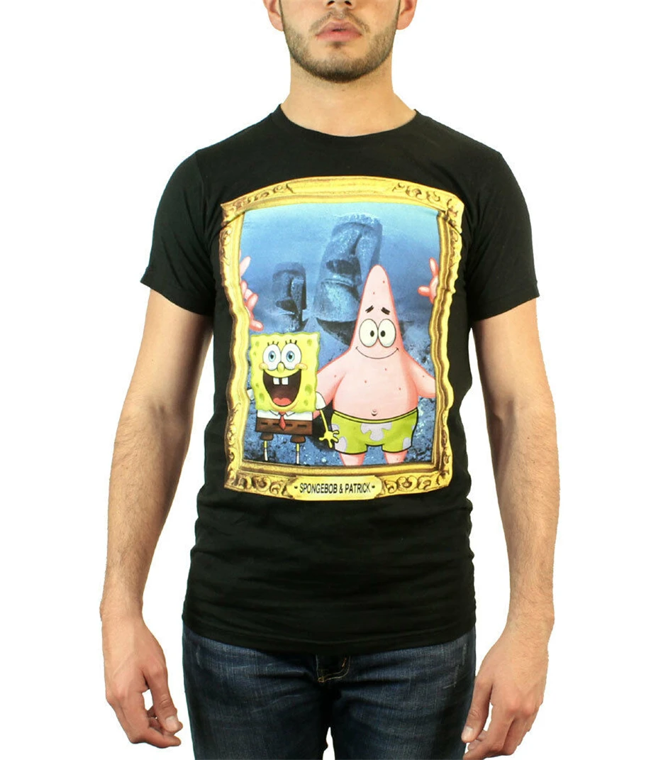 

Spongebob And Patrick Portrait T-Shirt High Quality Casual Printing Tee Shirt