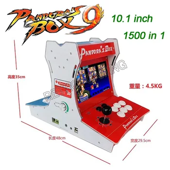 

Pandora's Box 9 1500 in 1 bartop mini arcade 10.1 inch Dual screen 2 Players Fighting Arcade machine cabinet red blue Acrylic
