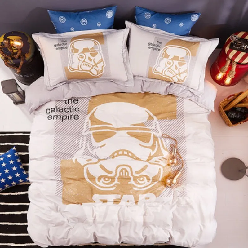 Disney Star Wars хлопок взрослые Мальчики комплект голубого постельного белья пододеяльник Плоские наволочки 1,5 м постельное белье