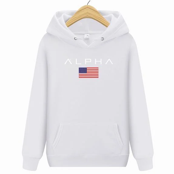 Мужская Высококачественная модная толстовка с буквенным принтом Alpha Industries Мужская/женская осенняя и зимняя новая брендовая Толстовка - Цвет: White