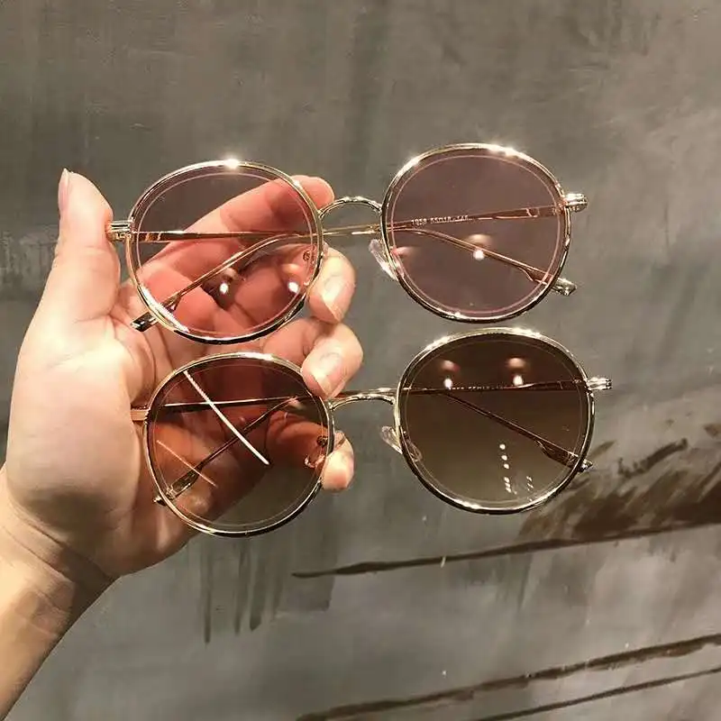 

8217 Retro circular spectacle frames for men and women with flat lens sunglasses
