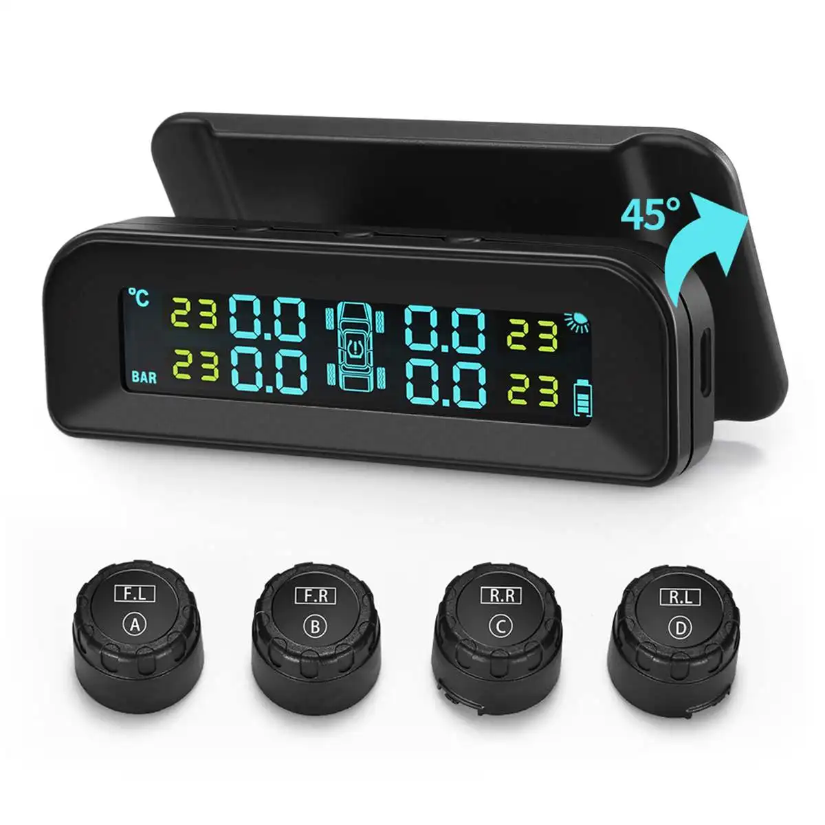 TPMS сенсор беспроводной в режиме реального времени Солнечная Внешняя система контроля давления в шинах с 4 внешними датчиками s датчик давления в шинах