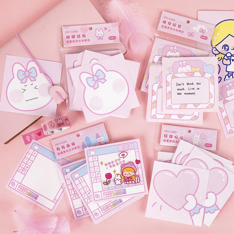 50 листов розовый дневник серии Sweet Rabbit блокнот для заметок DIY клейкий Эсколар