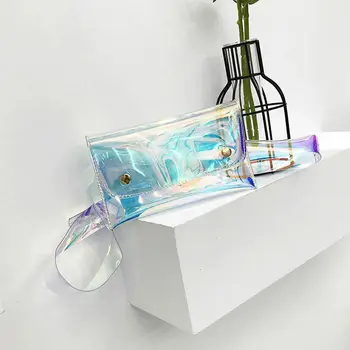 

fashion transparent jelly color women's waist bag leisure travel mini purse Holographic laser flash fanny pack